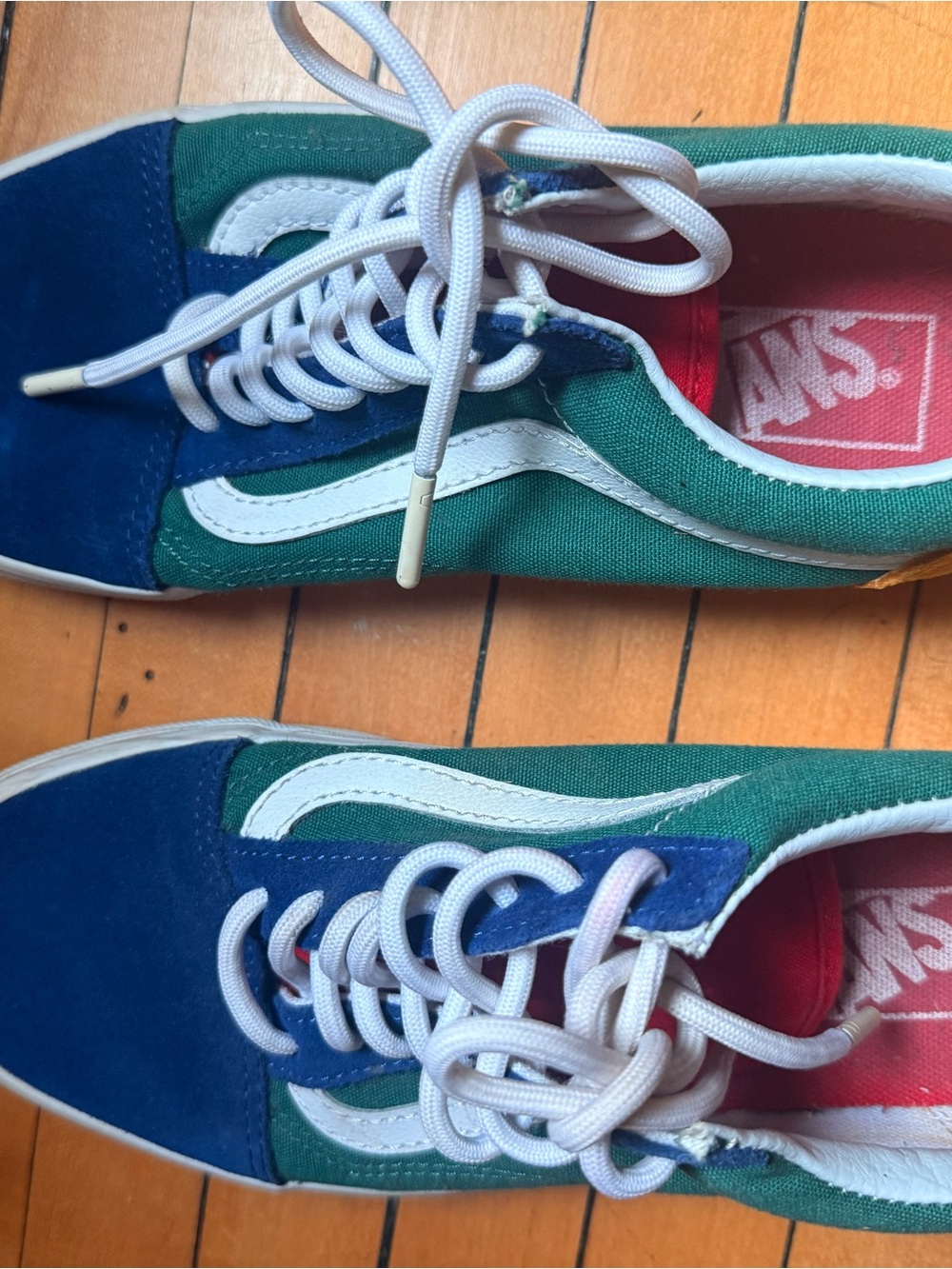 Vans Kids Old Skool Sneakers in Blue, Green & White